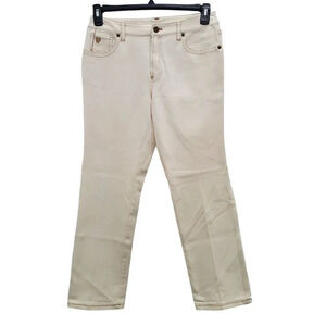 Sigrid Olsen Women's Modernist 00 Cream Contrast‎ Stitch Straight Leg Jeans Sz 4